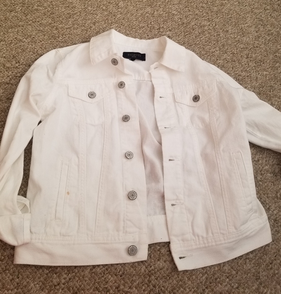 Talbots size P white jean jacket - Picture 1 of 2